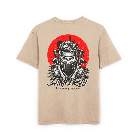 Samurai Oversized T-Shirt – Acid-Washed Streetwear with Warrior Spirit