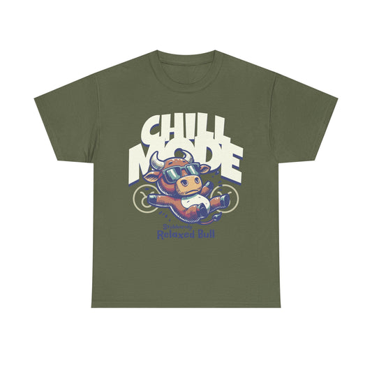 Chill Bull Graphic Tee, Relaxed Bull T-Shirt, Unisex Cotton Shirt, Casual Everyday Wear, Gift for Animal Lovers, Fun Graphic Top