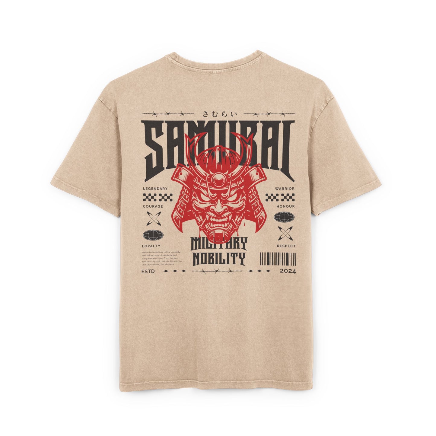Samurai Oversized T-Shirt – Acid-Washed Streetwear with Warrior Spirit