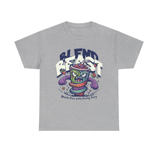 Blend Beast Unisex Heavy Cotton Tee | Fun Graphic Tee, Gift for Smoothie Lovers, Casual Wear, Cartoon T-shirt, Unique Gift Idea