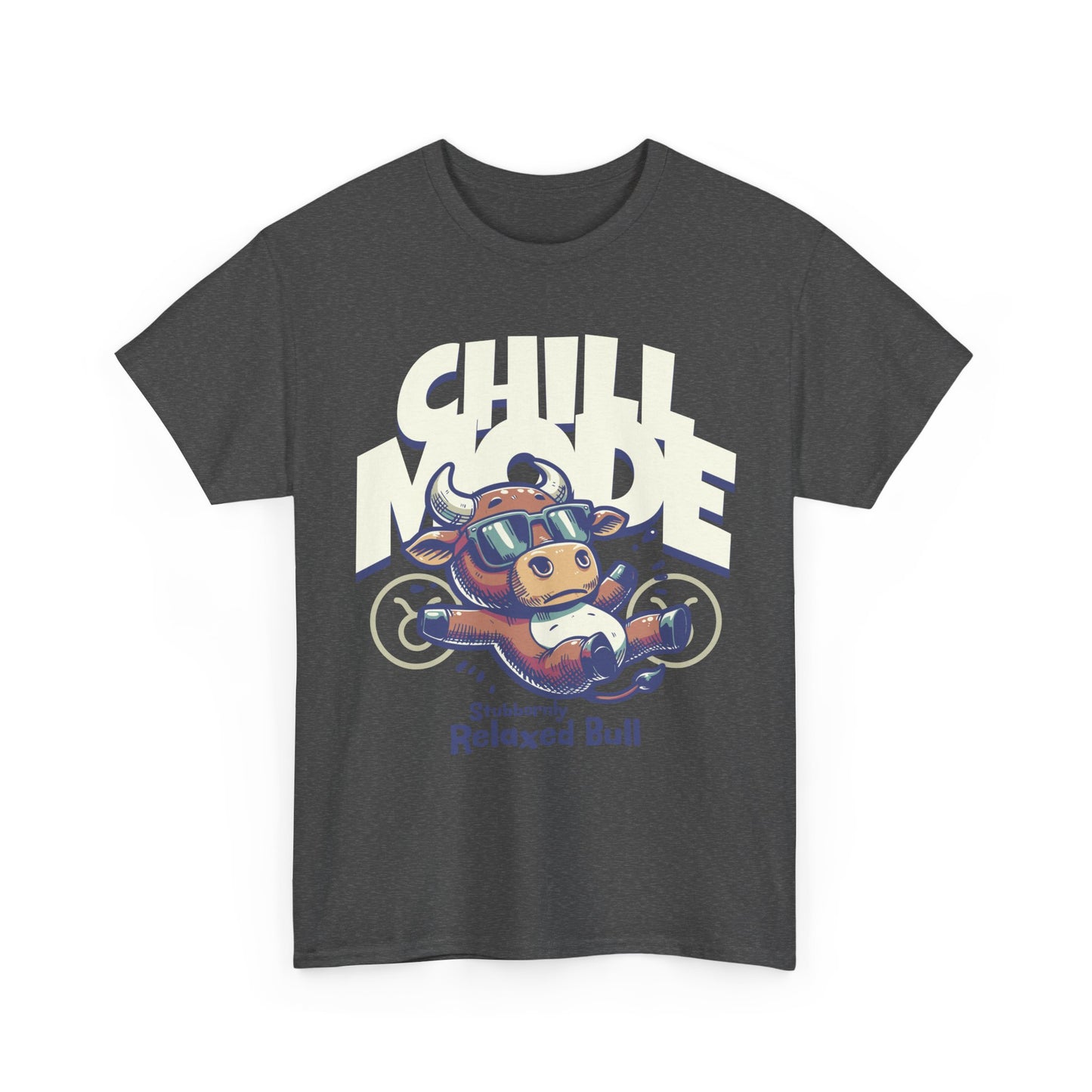 Chill Bull Graphic Tee, Relaxed Bull T-Shirt, Unisex Cotton Shirt, Casual Everyday Wear, Gift for Animal Lovers, Fun Graphic Top