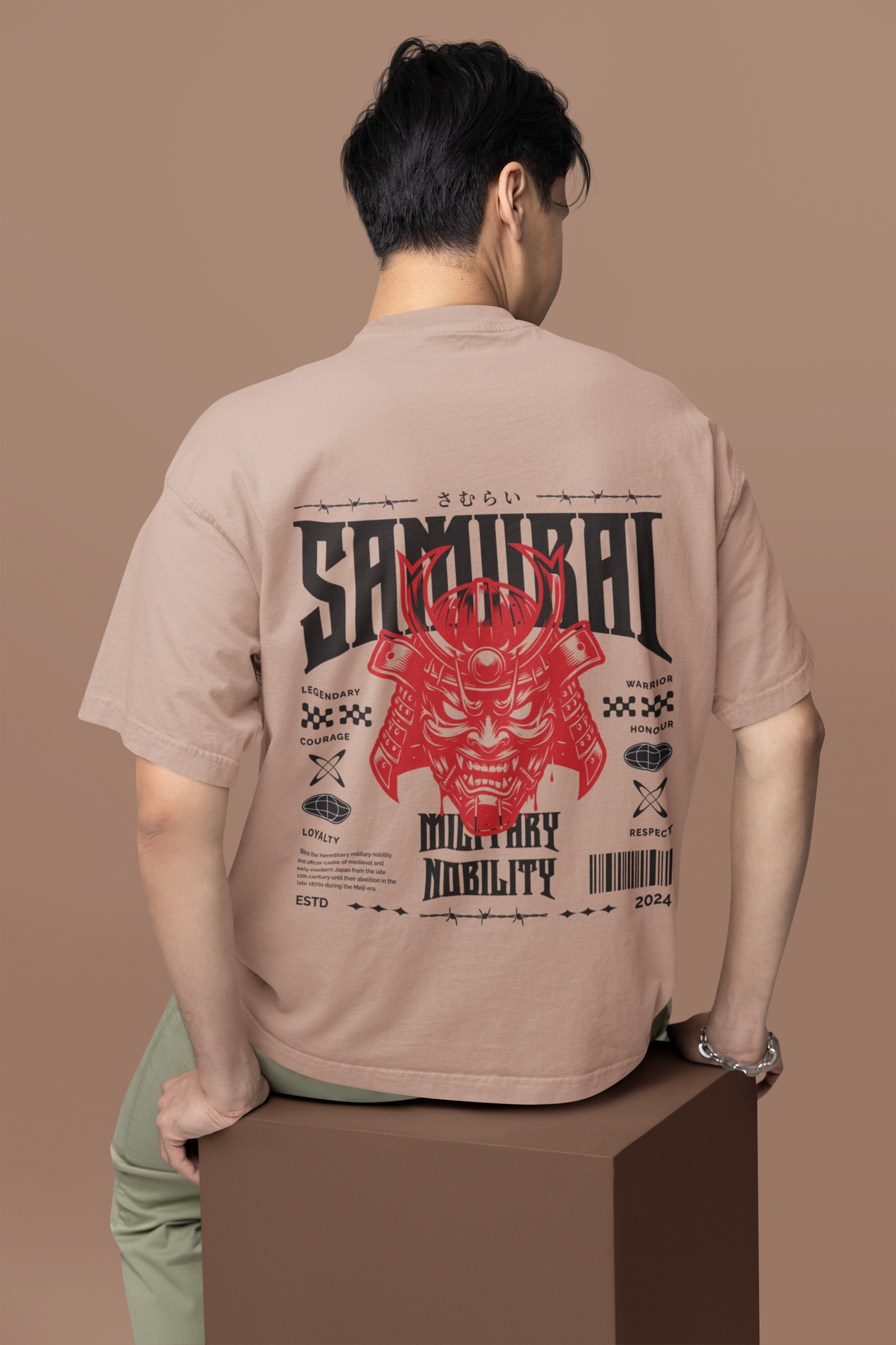 Samurai Oversized T-Shirt – Acid-Washed Streetwear with Warrior Spirit