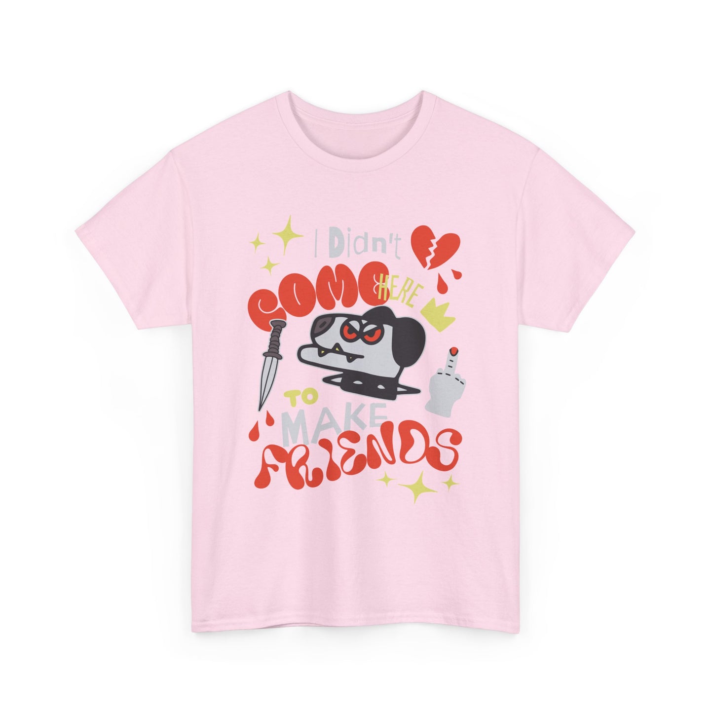 Playful Graphic Tee: "Didn't Come Here to Make Friends," Fun Unisex Heavy Cotton Tee, Perfect for Casual Wear, Gift for Friends, [...]