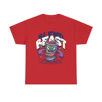 Blend Beast Unisex Heavy Cotton Tee | Fun Graphic Tee, Gift for Smoothie Lovers, Casual Wear, Cartoon T-shirt, Unique Gift Idea