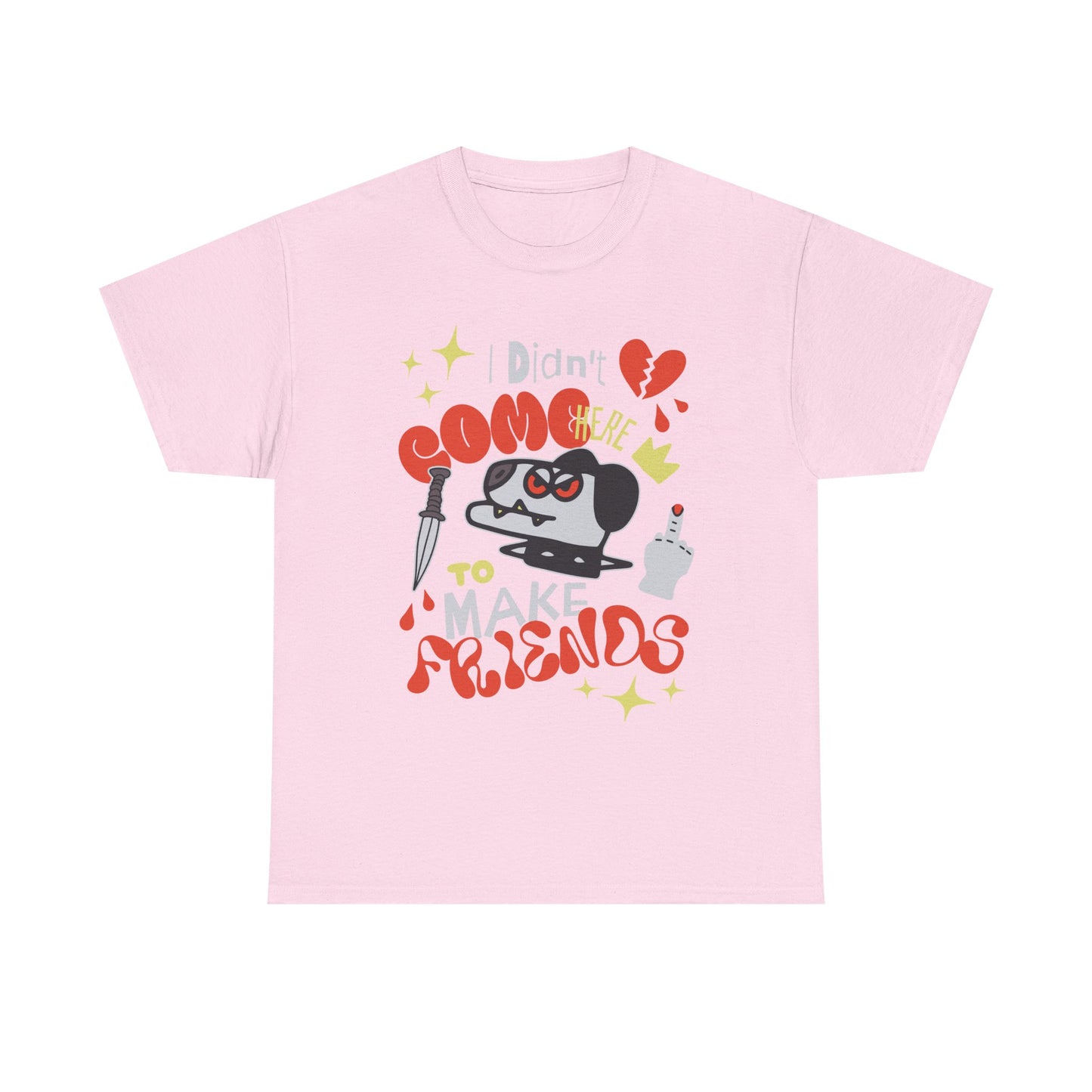 Playful Graphic Tee: "Didn't Come Here to Make Friends," Fun Unisex Heavy Cotton Tee, Perfect for Casual Wear, Gift for Friends, [...]