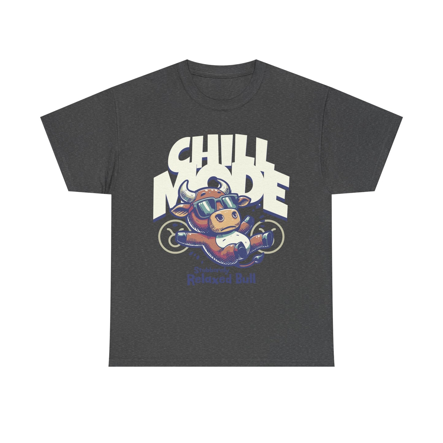 Chill Bull Graphic Tee, Relaxed Bull T-Shirt, Unisex Cotton Shirt, Casual Everyday Wear, Gift for Animal Lovers, Fun Graphic Top