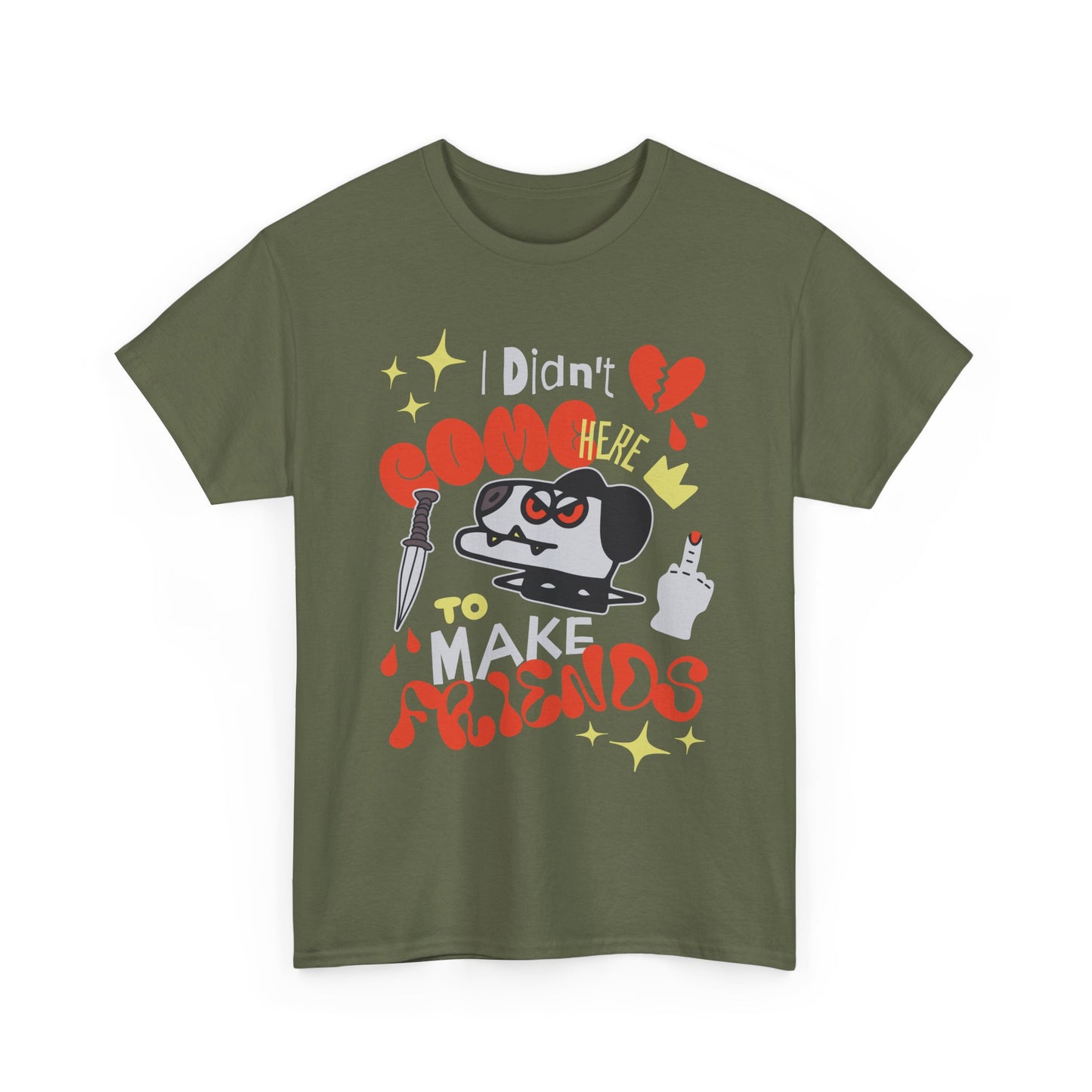 Playful Graphic Tee: "Didn't Come Here to Make Friends," Fun Unisex Heavy Cotton Tee, Perfect for Casual Wear, Gift for Friends, [...]