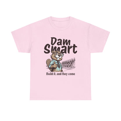 Dam Smart Unisex Heavy Cotton Tee, Funny Beaver Shirt, Casual Wear for Nature Lovers, Gift for Wildlife Enthusiasts, Humor T-shirt
