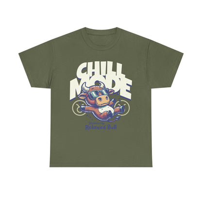 Chill Bull Graphic Tee, Relaxed Bull T-Shirt, Unisex Cotton Shirt, Casual Everyday Wear, Gift for Animal Lovers, Fun Graphic Top