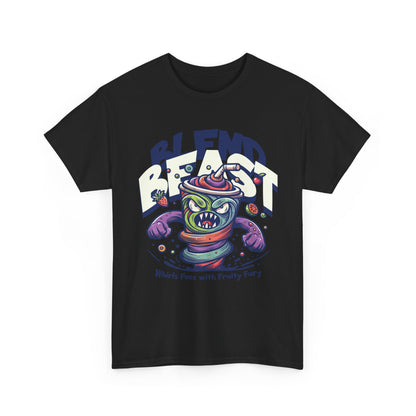 Blend Beast Unisex Heavy Cotton Tee | Fun Graphic Tee, Gift for Smoothie Lovers, Casual Wear, Cartoon T-shirt, Unique Gift Idea