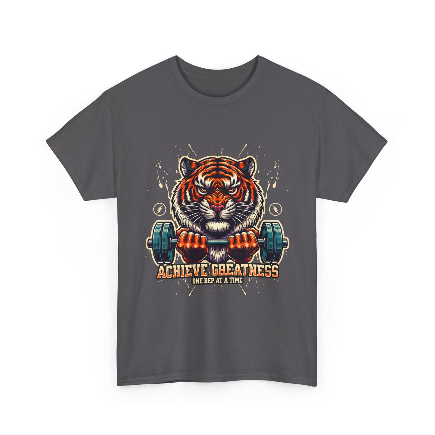 Motivational Fitness Tee, Workout Shirt, Gym Apparel, Tiger Design, Unisex Activewear, Gift for Gym Lovers