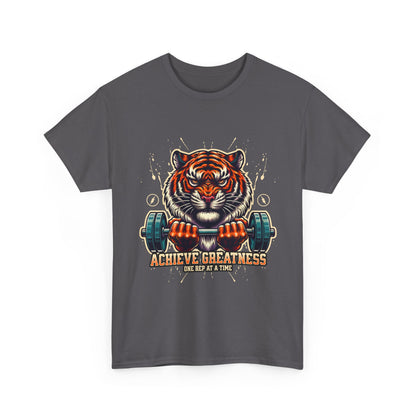 Motivational Fitness Tee, Workout Shirt, Gym Apparel, Tiger Design, Unisex Activewear, Gift for Gym Lovers