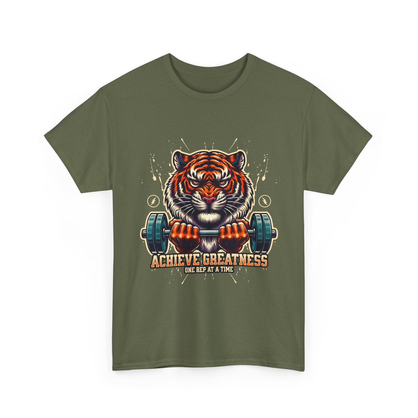 Motivational Fitness Tee, Workout Shirt, Gym Apparel, Tiger Design, Unisex Activewear, Gift for Gym Lovers