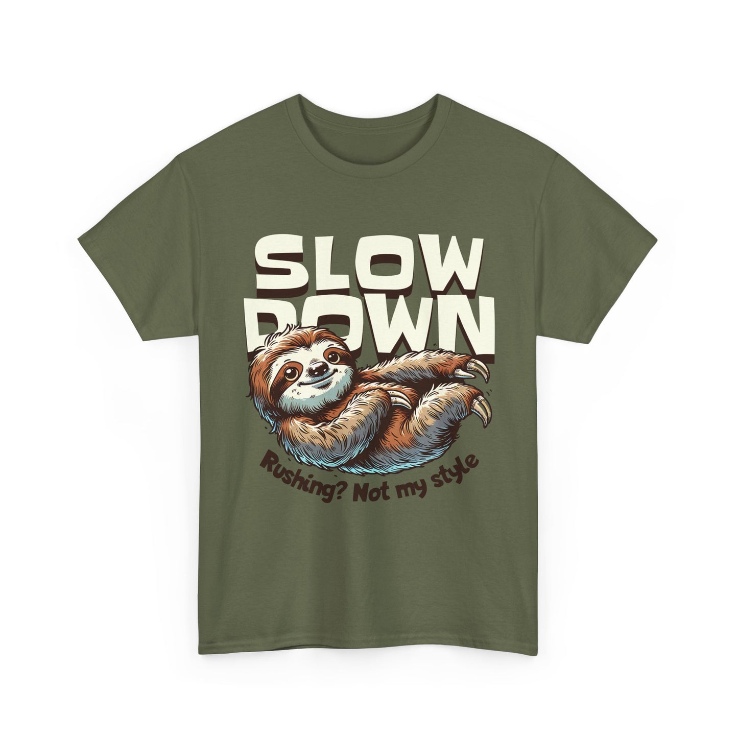 Relaxed Sloth Unisex Heavy Cotton Tee, Cute Funny Shirt, Gift for Nature Lovers, Chill Vibes Tee, Eco-Friendly Fashion