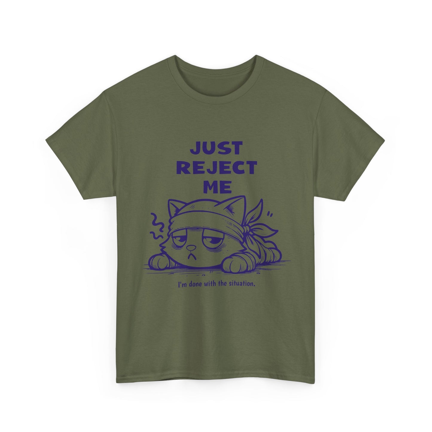 Cute Cat Graphic Tee – "Just Reject Me" Design | Funny Unisex Cotton Shirt for Cat Lovers, Humor Gift, Casual Wear, Party Tee