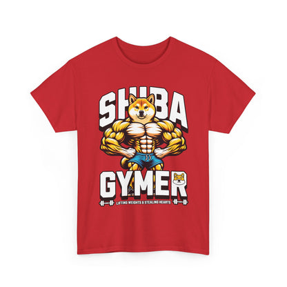 Shiba Gymer Tee - Funny Weightlifting T-Shirt, Fitness Shirt for Dog Lovers, Gym Gift, Unisex Cotton Tee, Workout Apparel