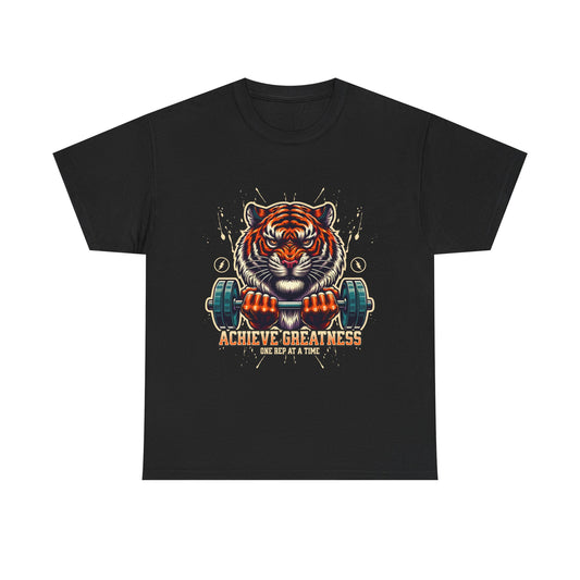 Motivational Fitness Tee, Workout Shirt, Gym Apparel, Tiger Design, Unisex Activewear, Gift for Gym Lovers