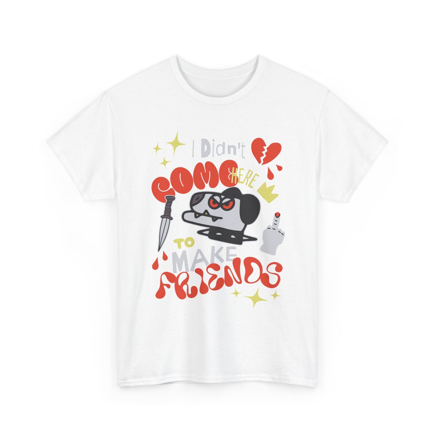 Playful Graphic Tee: "Didn't Come Here to Make Friends," Fun Unisex Heavy Cotton Tee, Perfect for Casual Wear, Gift for Friends, [...]