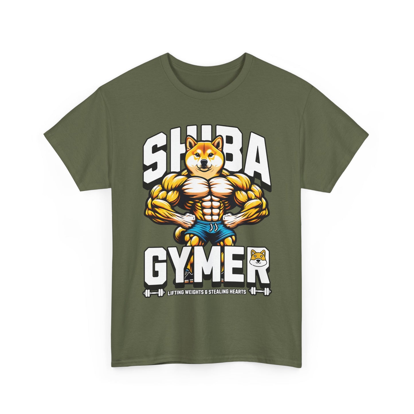 Shiba Gymer Tee - Funny Weightlifting T-Shirt, Fitness Shirt for Dog Lovers, Gym Gift, Unisex Cotton Tee, Workout Apparel