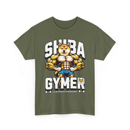 Shiba Gymer Tee - Funny Weightlifting T-Shirt, Fitness Shirt for Dog Lovers, Gym Gift, Unisex Cotton Tee, Workout Apparel