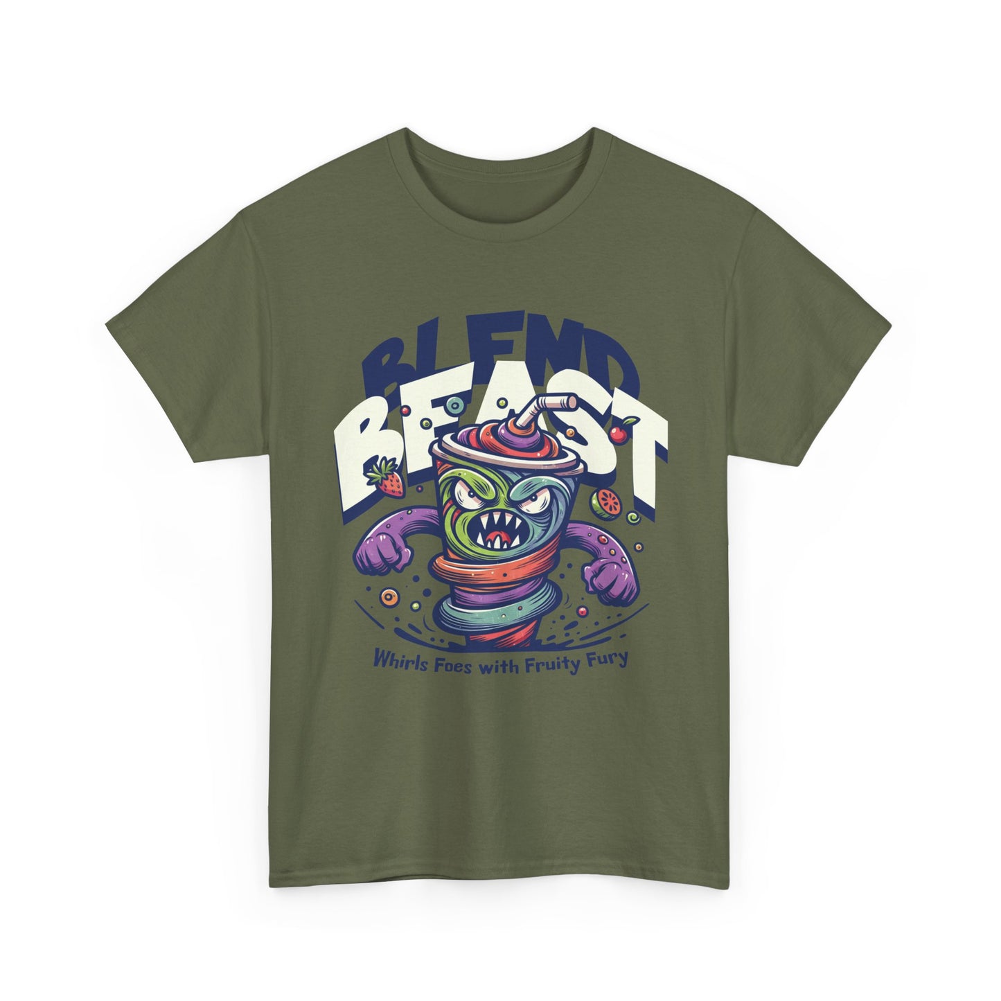 Blend Beast Unisex Heavy Cotton Tee | Fun Graphic Tee, Gift for Smoothie Lovers, Casual Wear, Cartoon T-shirt, Unique Gift Idea