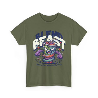 Blend Beast Unisex Heavy Cotton Tee | Fun Graphic Tee, Gift for Smoothie Lovers, Casual Wear, Cartoon T-shirt, Unique Gift Idea
