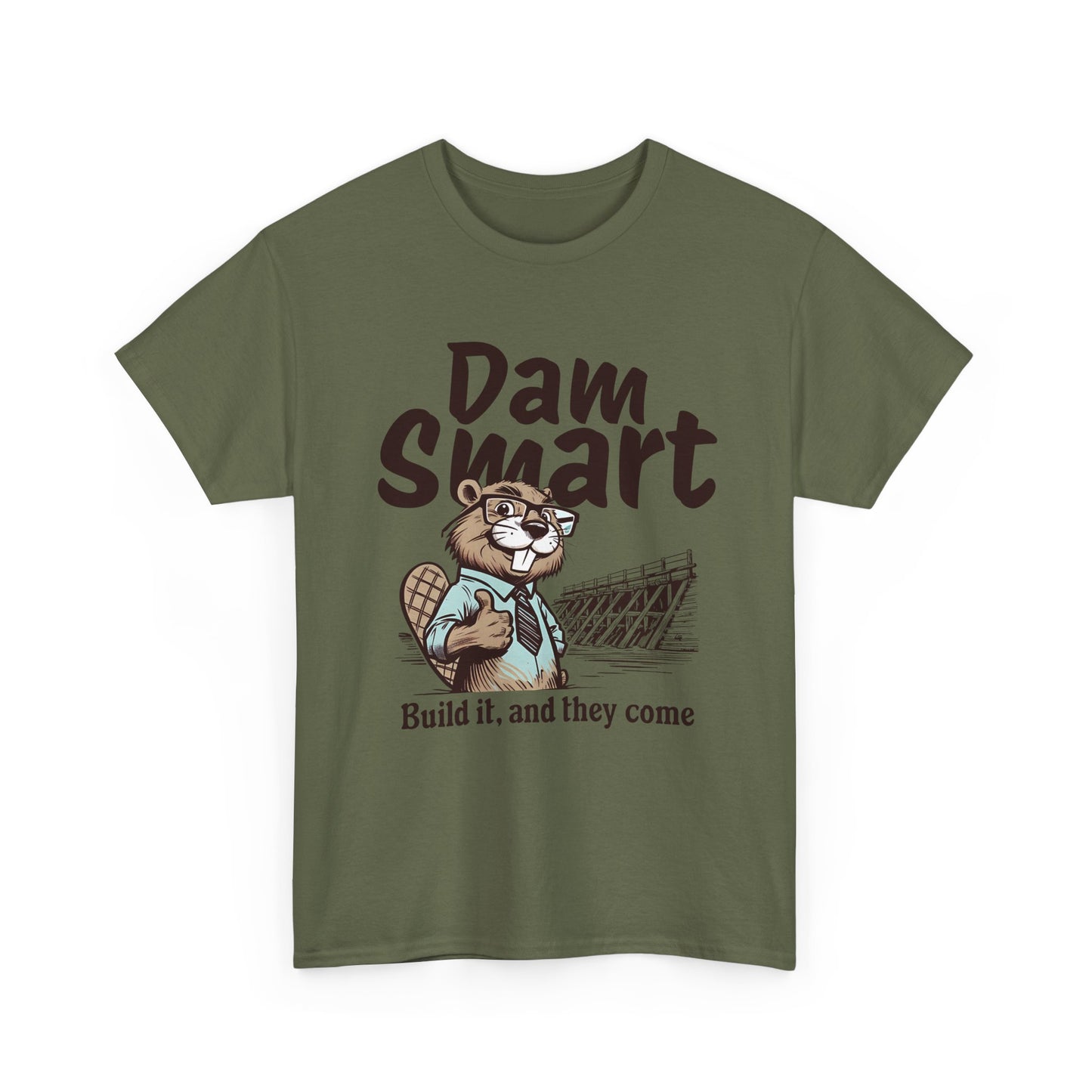 Dam Smart Unisex Heavy Cotton Tee, Funny Beaver Shirt, Casual Wear for Nature Lovers, Gift for Wildlife Enthusiasts, Humor T-shirt