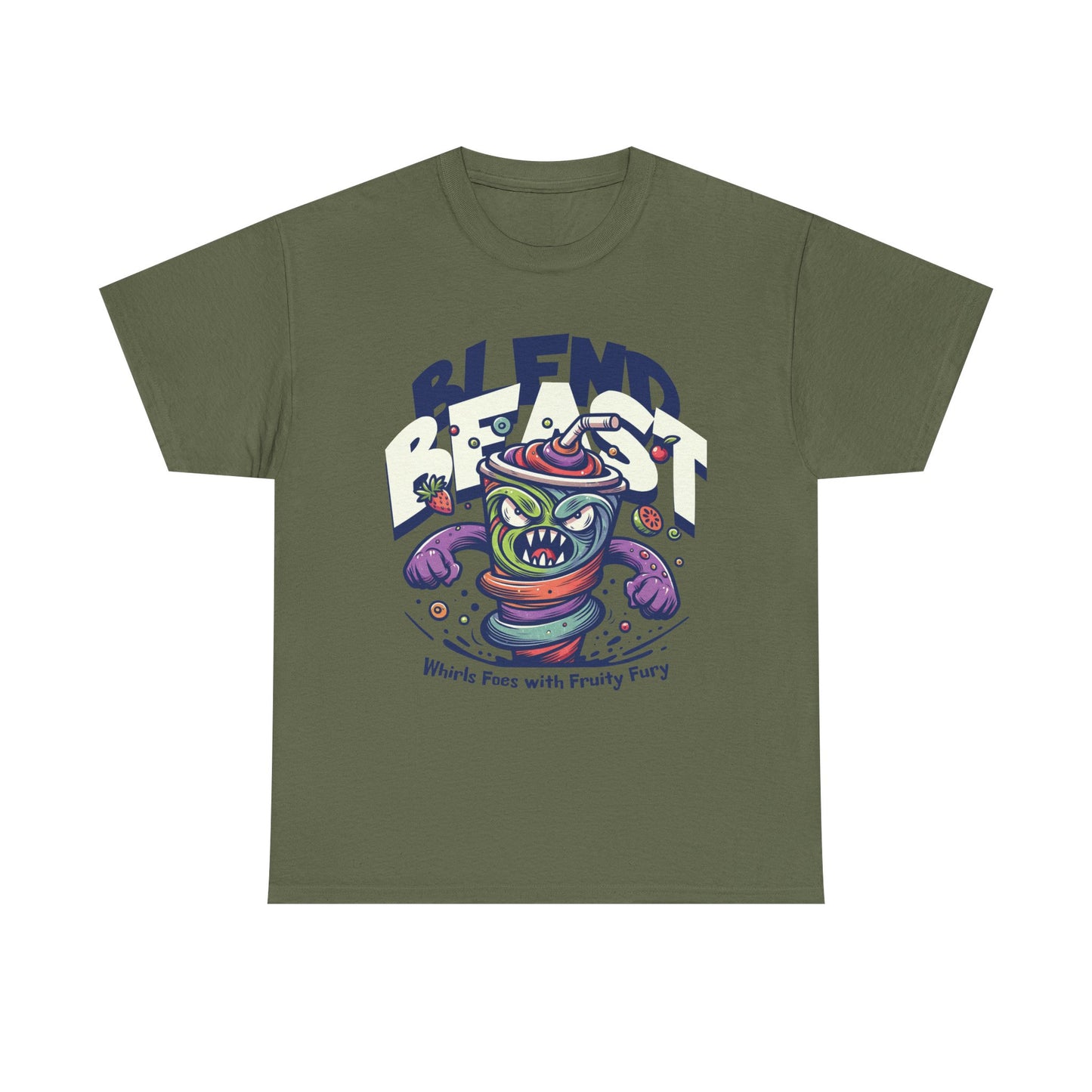 Blend Beast Unisex Heavy Cotton Tee | Fun Graphic Tee, Gift for Smoothie Lovers, Casual Wear, Cartoon T-shirt, Unique Gift Idea
