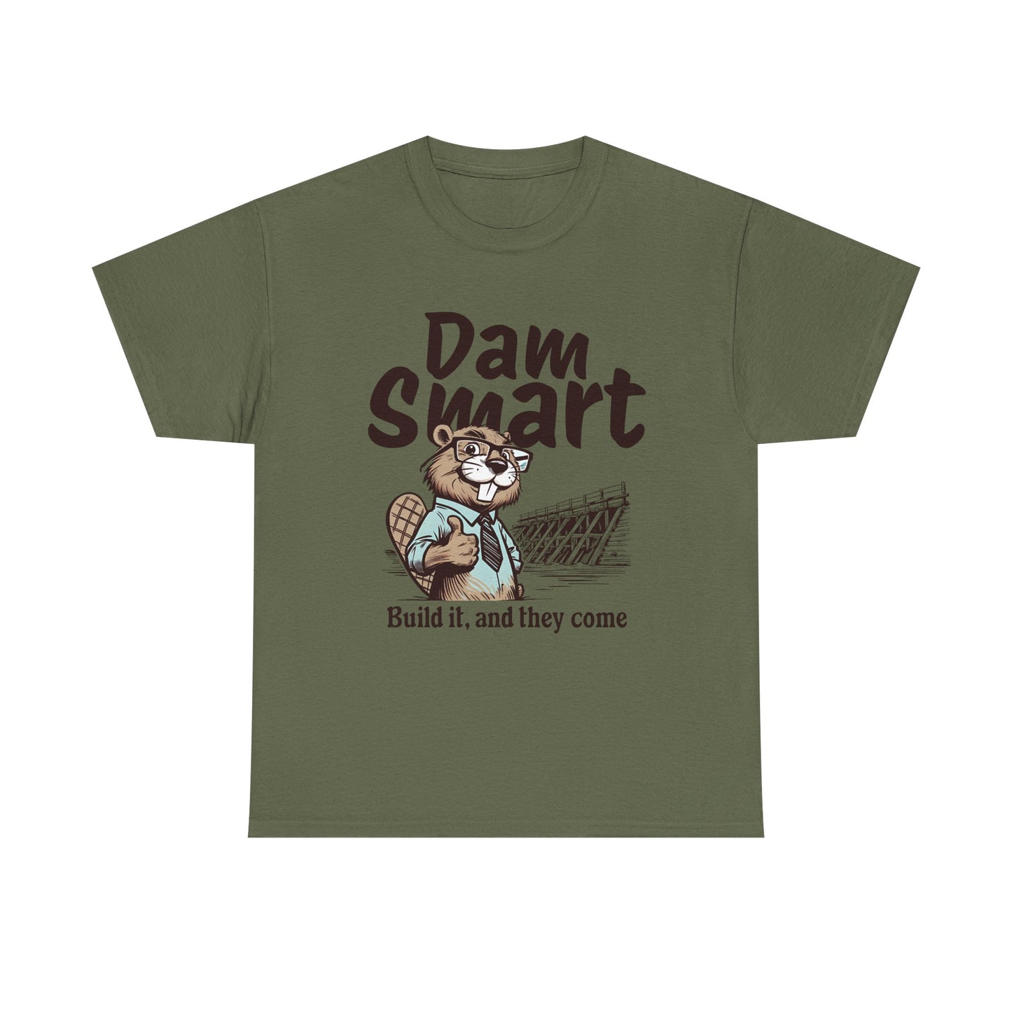 Dam Smart Unisex Heavy Cotton Tee, Funny Beaver Shirt, Casual Wear for Nature Lovers, Gift for Wildlife Enthusiasts, Humor T-shirt
