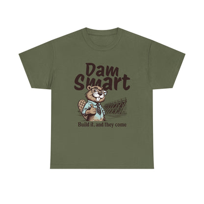 Dam Smart Unisex Heavy Cotton Tee, Funny Beaver Shirt, Casual Wear for Nature Lovers, Gift for Wildlife Enthusiasts, Humor T-shirt