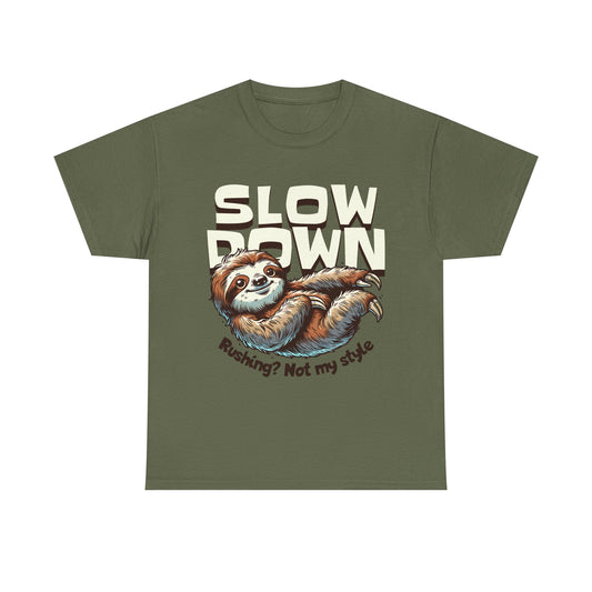 Relaxed Sloth Unisex Heavy Cotton Tee, Cute Funny Shirt, Gift for Nature Lovers, Chill Vibes Tee, Eco-Friendly Fashion