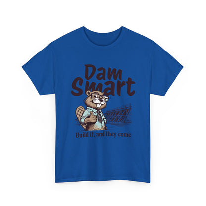 Dam Smart Unisex Heavy Cotton Tee, Funny Beaver Shirt, Casual Wear for Nature Lovers, Gift for Wildlife Enthusiasts, Humor T-shirt