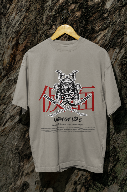 Samurai Oversized T-Shirt – Acid-Washed Streetwear with Warrior Spirit