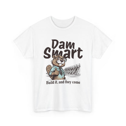 Dam Smart Unisex Heavy Cotton Tee, Funny Beaver Shirt, Casual Wear for Nature Lovers, Gift for Wildlife Enthusiasts, Humor T-shirt
