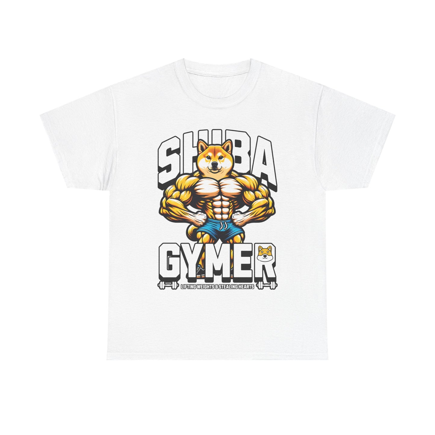 Shiba Gymer Tee - Funny Weightlifting T-Shirt, Fitness Shirt for Dog Lovers, Gym Gift, Unisex Cotton Tee, Workout Apparel