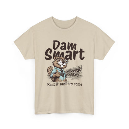 Dam Smart Unisex Heavy Cotton Tee, Funny Beaver Shirt, Casual Wear for Nature Lovers, Gift for Wildlife Enthusiasts, Humor T-shirt
