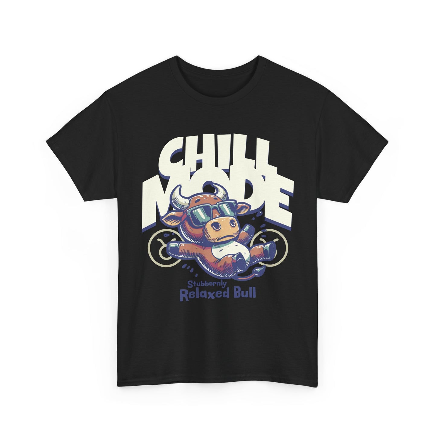 Chill Bull Graphic Tee, Relaxed Bull T-Shirt, Unisex Cotton Shirt, Casual Everyday Wear, Gift for Animal Lovers, Fun Graphic Top
