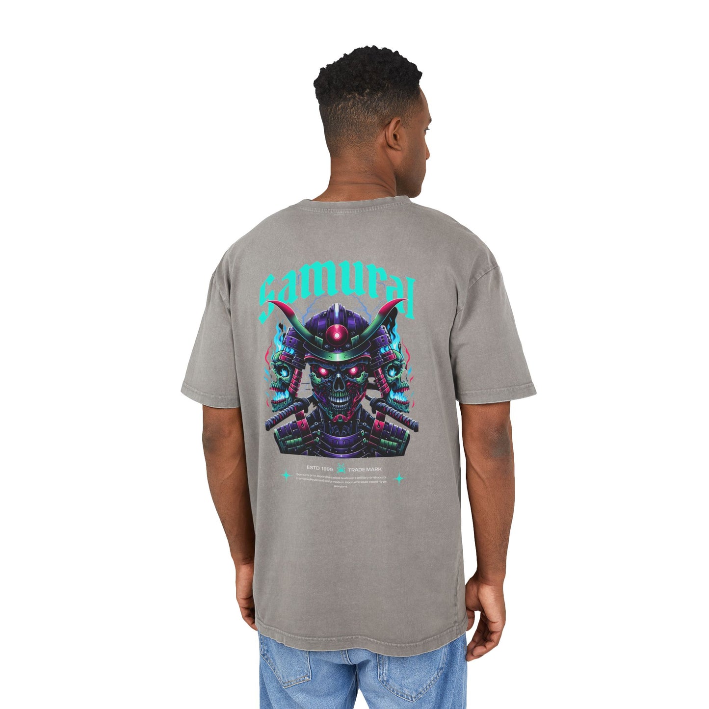 Samurai Oversized T-Shirt – Acid-Washed Streetwear with Warrior Spirit