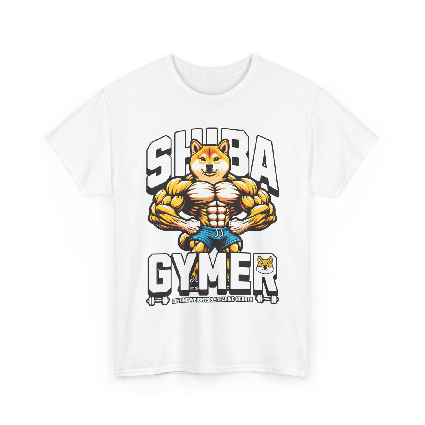 Shiba Gymer Tee - Funny Weightlifting T-Shirt, Fitness Shirt for Dog Lovers, Gym Gift, Unisex Cotton Tee, Workout Apparel