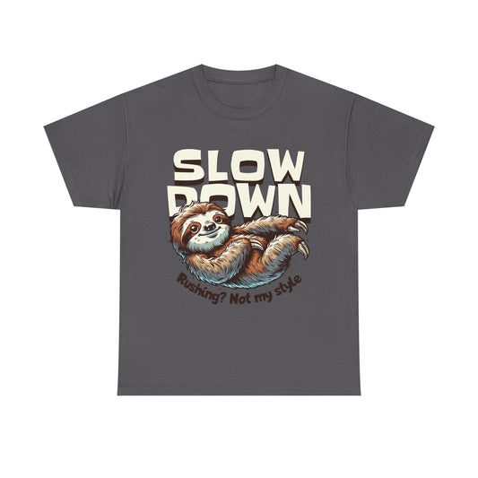 Relaxed Sloth Unisex Heavy Cotton Tee, Cute Funny Shirt, Gift for Nature Lovers, Chill Vibes Tee, Eco-Friendly Fashion