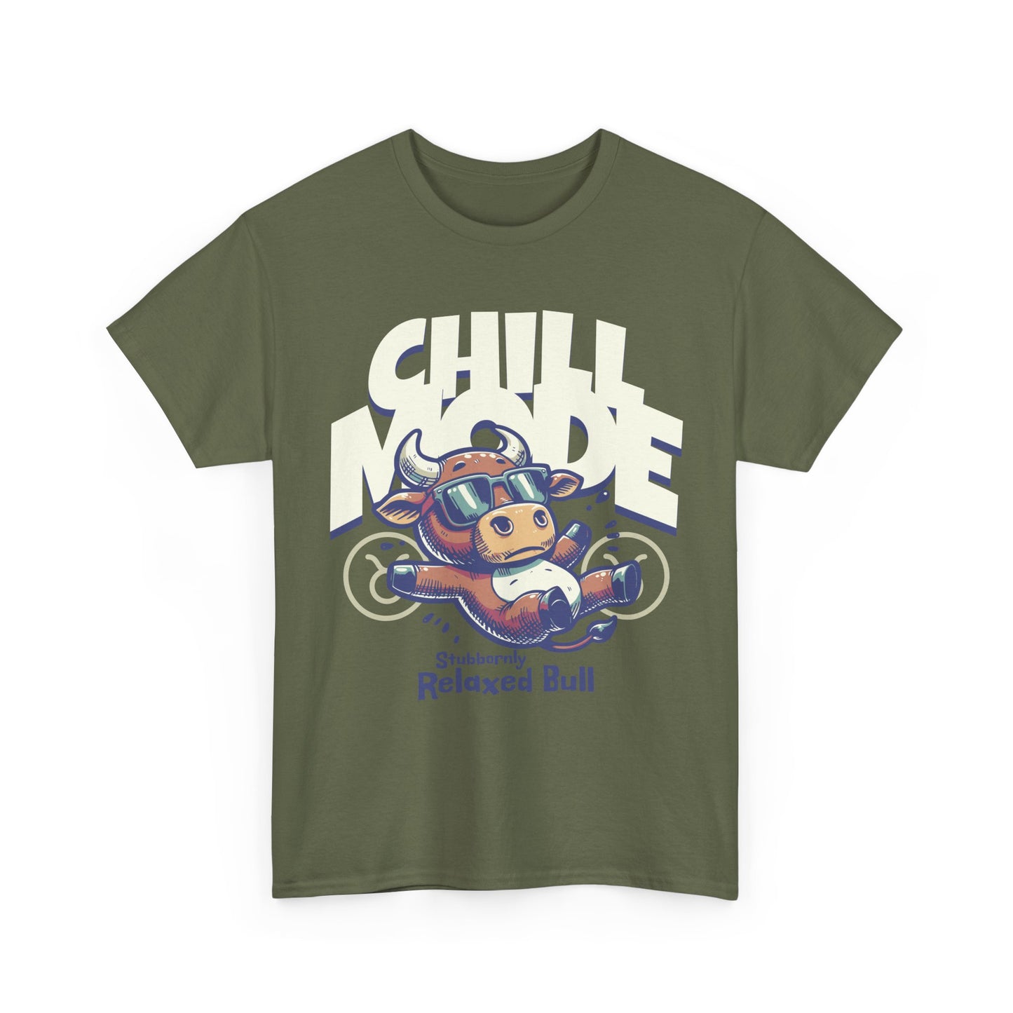Chill Bull Graphic Tee, Relaxed Bull T-Shirt, Unisex Cotton Shirt, Casual Everyday Wear, Gift for Animal Lovers, Fun Graphic Top