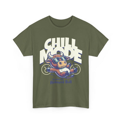 Chill Bull Graphic Tee, Relaxed Bull T-Shirt, Unisex Cotton Shirt, Casual Everyday Wear, Gift for Animal Lovers, Fun Graphic Top