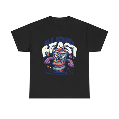 Blend Beast Unisex Heavy Cotton Tee | Fun Graphic Tee, Gift for Smoothie Lovers, Casual Wear, Cartoon T-shirt, Unique Gift Idea