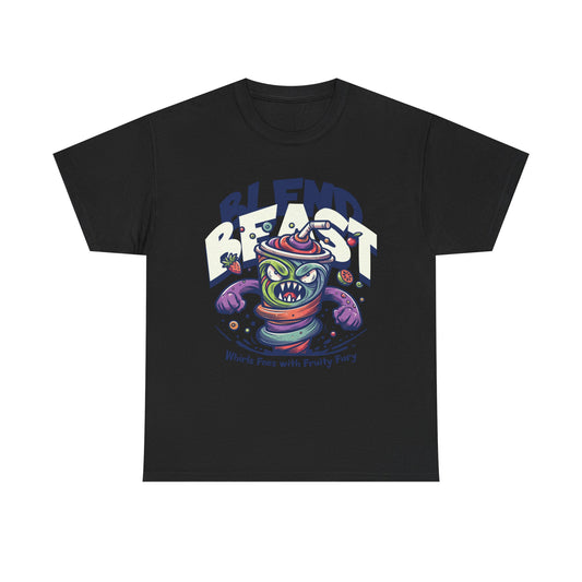 Blend Beast Unisex Heavy Cotton Tee | Fun Graphic Tee, Gift for Smoothie Lovers, Casual Wear, Cartoon T-shirt, Unique Gift Idea