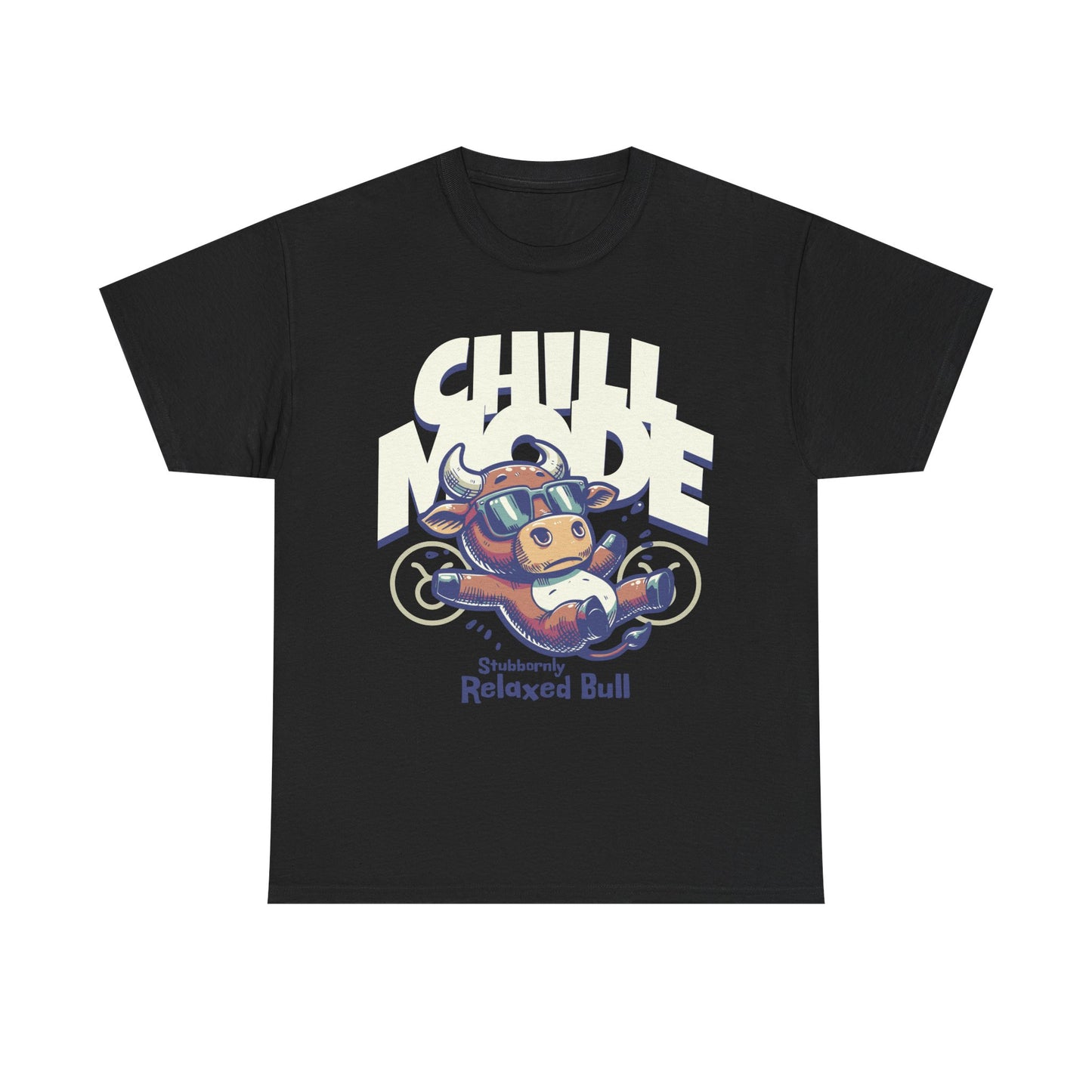 Chill Bull Graphic Tee, Relaxed Bull T-Shirt, Unisex Cotton Shirt, Casual Everyday Wear, Gift for Animal Lovers, Fun Graphic Top