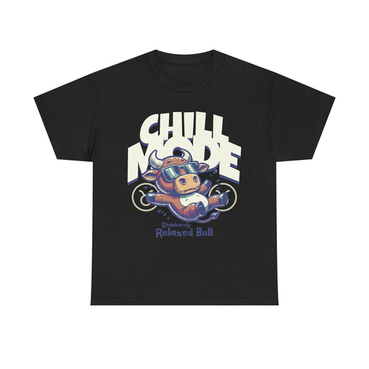 Chill Bull Graphic Tee, Relaxed Bull T-Shirt, Unisex Cotton Shirt, Casual Everyday Wear, Gift for Animal Lovers, Fun Graphic Top