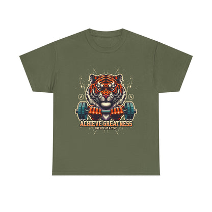 Motivational Fitness Tee, Workout Shirt, Gym Apparel, Tiger Design, Unisex Activewear, Gift for Gym Lovers