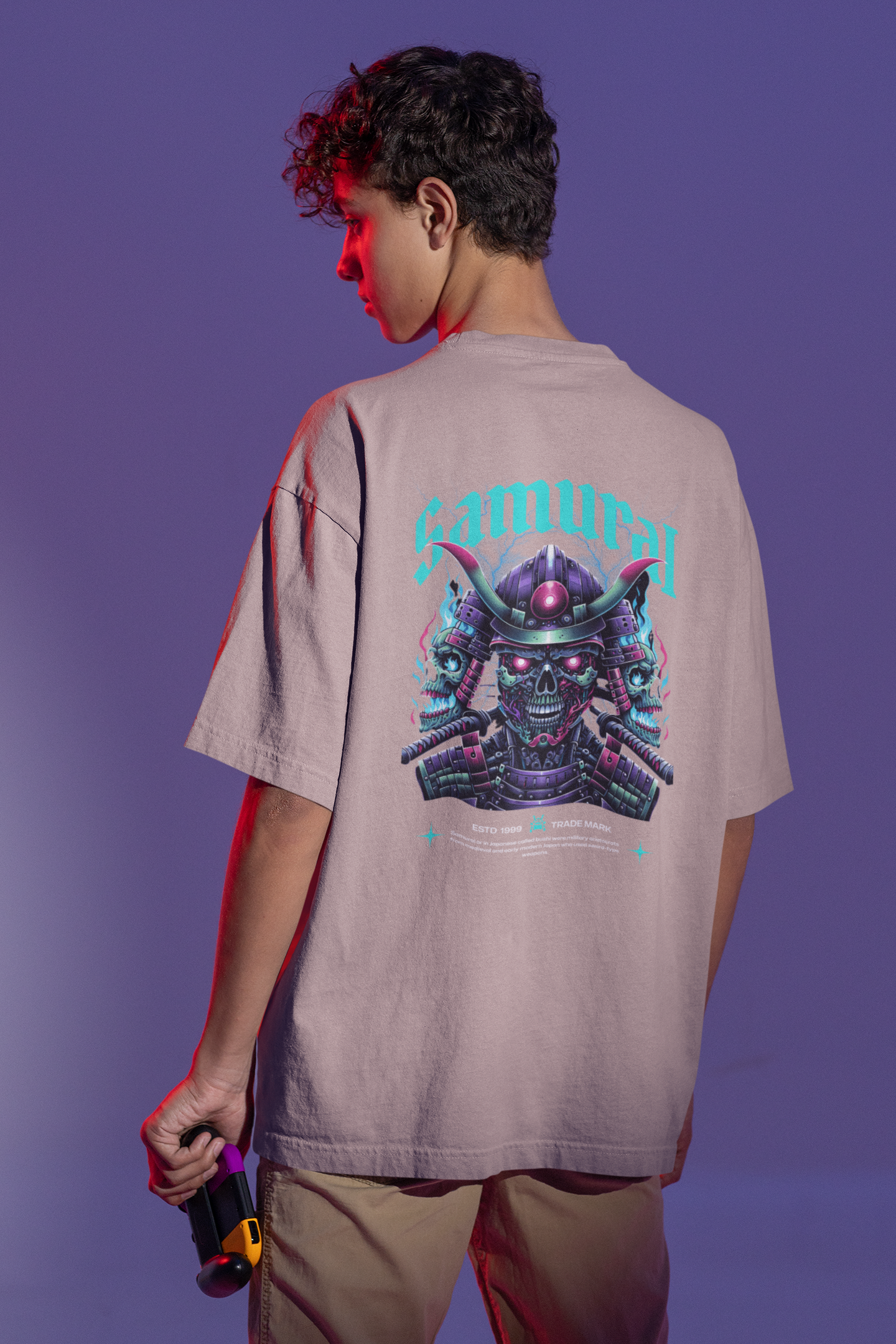 Samurai Oversized T-Shirt – Acid-Washed Streetwear with Warrior Spirit